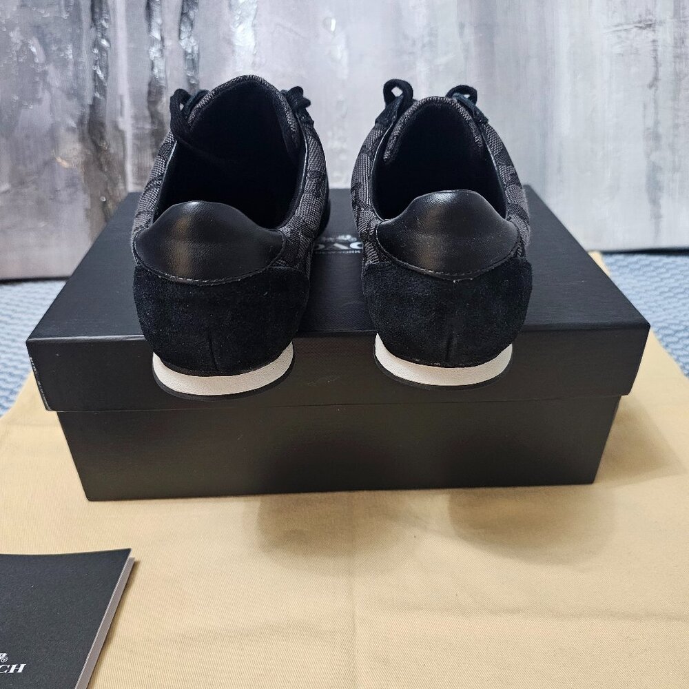 NEW Coach Kelson Outline Signature Suade Black Sneakers Y2K laced up Size 6 - Picture 8 of 9
